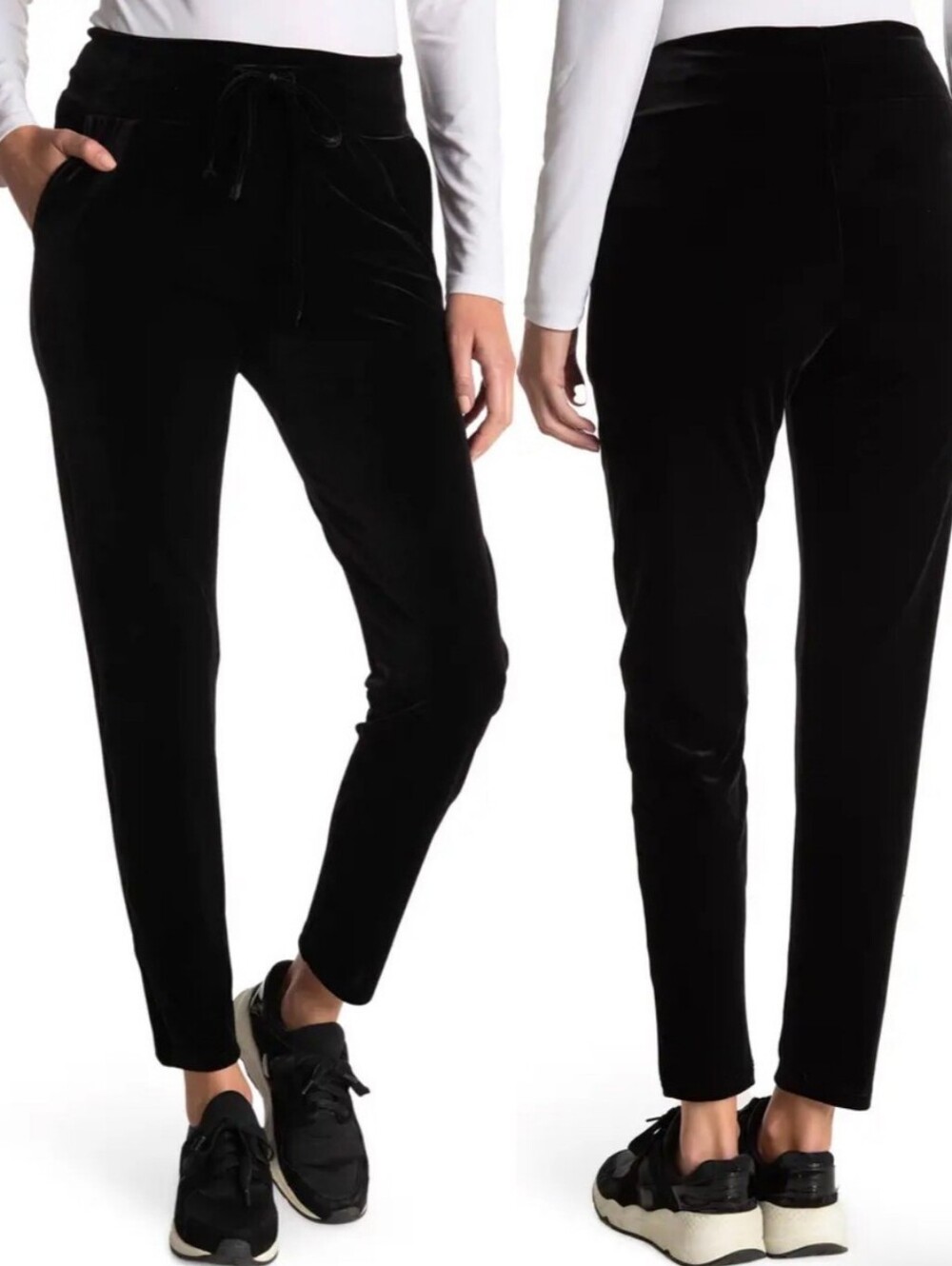 Commando Solid Black Velvet Joggers - Size Small Womens Pants